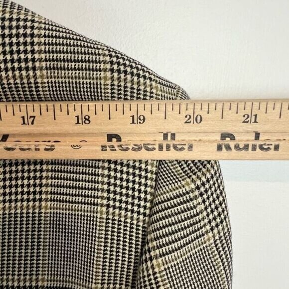 Vintage Gingham Plaid 40L Tall Vintage Wool Blazer Sports Coat Jacket Neutral - Picture 11 of 15